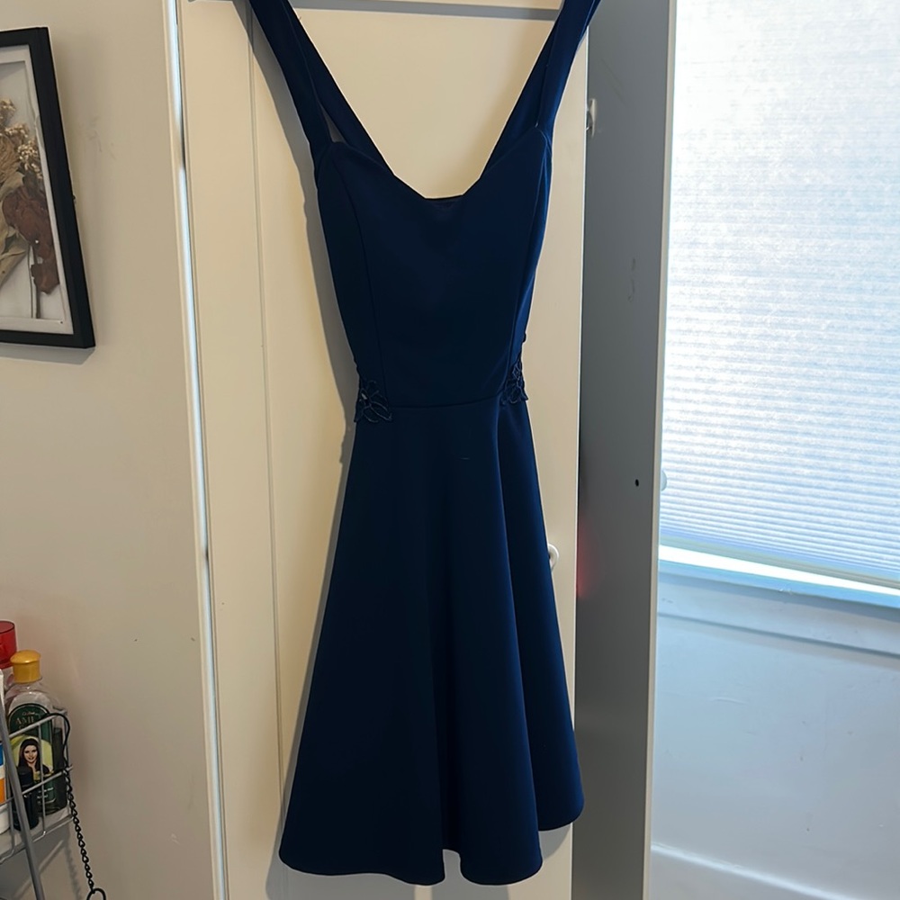 Navy Blue criss cross back skater dress. size 1. only worn once